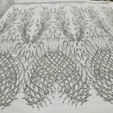 1 Yard Beaded Lace Fabric Embroidered on 100% Polyester Net Mesh