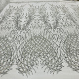 1 Yard Beaded Lace Fabric Embroidered on 100% Polyester Net Mesh
