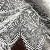 Embroidered Chantilly Lace Fabric with Eyelash Scallop