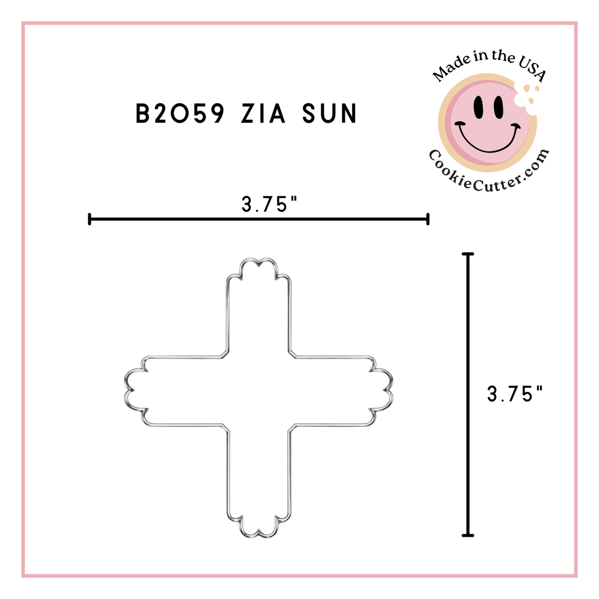 Zia Sun Cookie Cutter 3.75 Inch B2059