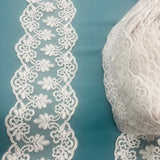 Corded Floral Lace Trim Ivory 6 Inch