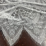 Embroidered Chantilly Lace Fabric with Eyelash Scallop
