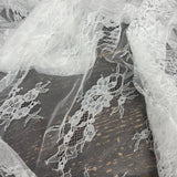 Embroidered Chantilly Lace Fabric with Eyelash Scallop