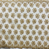 1 Yard Beaded 3D Floral Lace Fabric Embroidered on 100 Percent Polyester Net Mesh 50 Inch Width