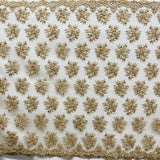 Beaded 3D Floral Lace Fabric - 3D Floral Beaded Embroidery, 50" Wide (1 Yard)