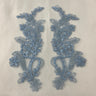 Beaded Corded Floral Lace Applique Polyester Fabric - Floral Embroidered, 9" X 2.5" Each Side (1 Pair)