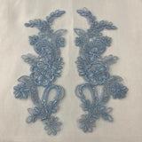 Beaded Corded Floral Lace Applique Pair