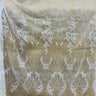 Beaded Sequined Lace Fabric Leaf Vine Design