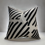VIVA019 Velvet Pillow Fabric - White Black Geometric Design, 20" X 20" (1 Pillow)