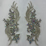 1 Pair 14" x 4" Each Side Crystal Rhinestone Beaded & Corded Lace 100% Polyester