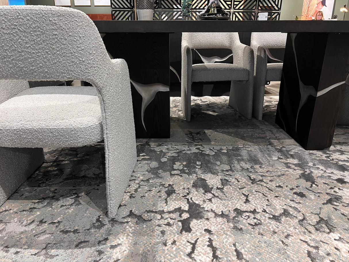 METZ 4209 Polyester Viscose Area Rug - Crème Tone-To-Tone, Charcoal, Silver Gray, Teal, Warm Mocha High-Low Detail, 9' 8" X 13' (1 Rug)