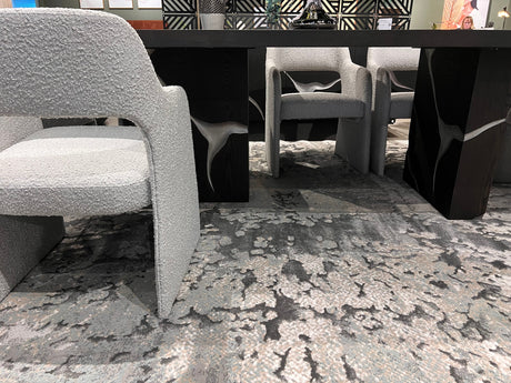 METZ 4209 Polyester Viscose Area Rug - Crème Tone-To-Tone, Charcoal, Silver Gray, Teal, Warm Mocha High-Low Detail, 9' 8" X 13' (1 Rug)