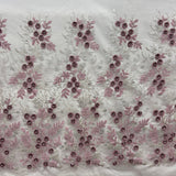 1 Yard Beaded 3D Floral Lace Fabric Embroidered on 100% Polyester Net Mesh