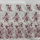 1 Yard Exquisite Off White Beaded 3D Floral Lace Fabric on Net Mesh 52 inch Width