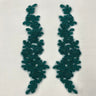 1 Pair 9.5" x 2" Each Side Beaded & Corded Floral Lace Applique Embroidered on 100% Polyester Net Mesh