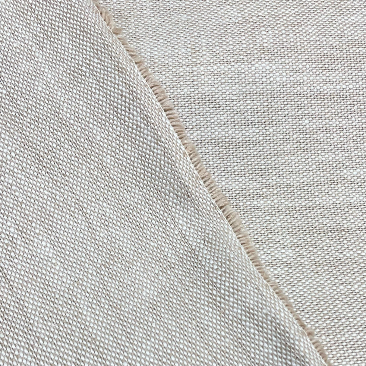 Pure Linen Melange Tan Off-White Fabric