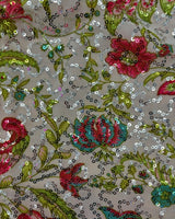 Floral Vine Sparkle Mesh Fabric - Floral Vine, Stretch Sequin Mesh, 4-Way Stretch (1 Yard)