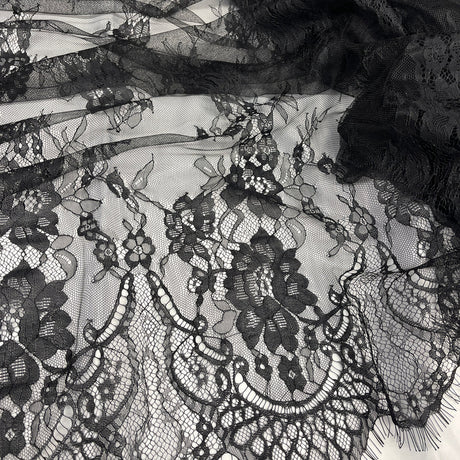 3 Yards Chantilly Embroidered Lace Fabric with Eyelash Scallop