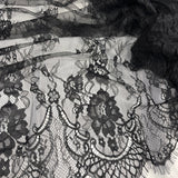 1 Yard Chantilly Embroidered Lace Fabric with Eyelash Scallop, 58" Wide French Alençon Lace for Bridal & Evening Dresses