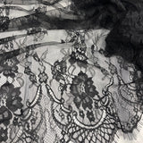 Embroidered Chantilly Lace Fabric with Eyelash Scallop