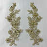 1 Pair Beaded & Corded Floral Lace Applique 10" x 2" Each Side