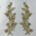 Beaded Corded Floral Lace Applique 100% Polyester Net Mesh