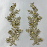 Beaded Corded Floral Lace Applique 100% Polyester Net Mesh