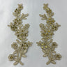 Beaded Corded Floral Lace Applique 100% Polyester Net Mesh
