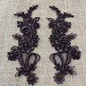 Beaded Corded Floral Lace Applique Pair
