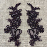 Beaded Corded Floral Lace Applique