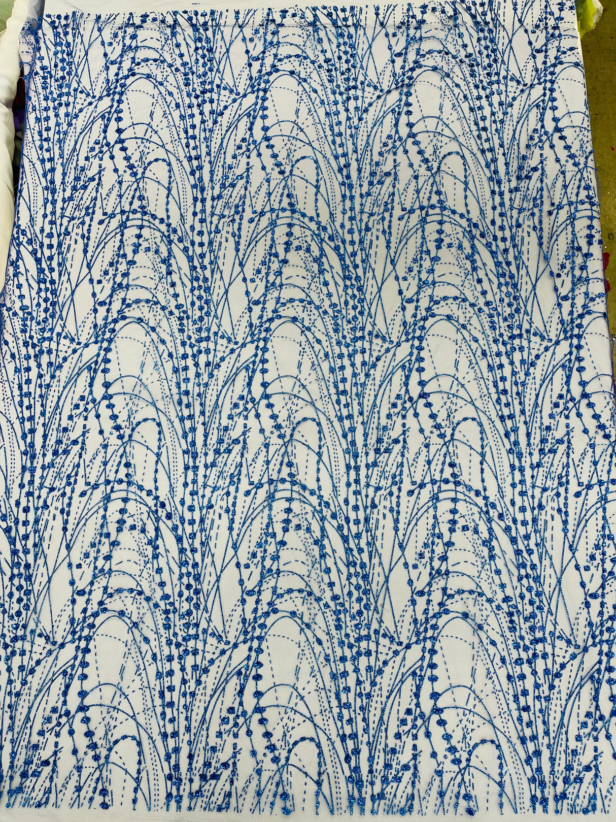 Galaxy Glitter Design Mesh Lace Polyester Fabric - Glitter Galaxy Pattern, 52-54" Width (1 Yard)