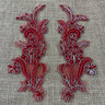 1 Pair Beaded & Corded Floral Lace Applique 9" x 2.5" Each Side