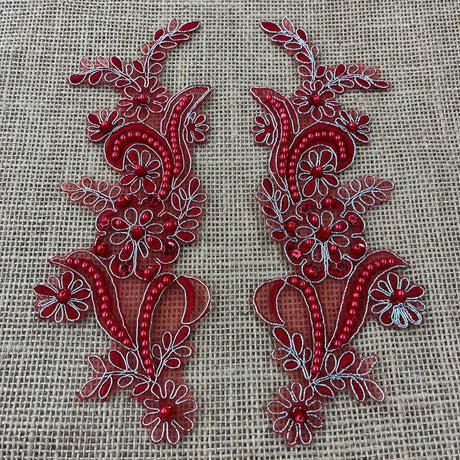 Beaded Corded Floral Lace Applique