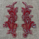 Beaded Corded Floral Lace Applique Pair