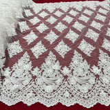 Beaded 3D Floral Lace Mesh