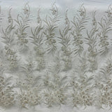 Beaded Lace Fabric on Polyester Net Mesh