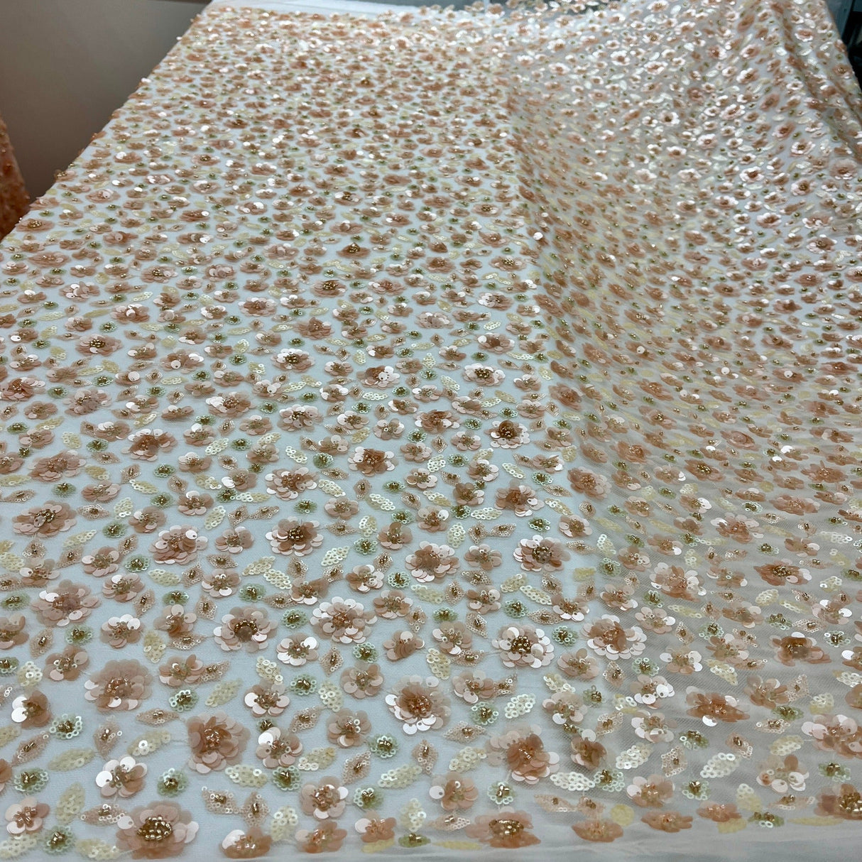 Beaded Sequined Lace Fabric