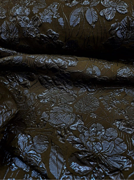 Brocade Jacquard Navy Blue Metallic Floral