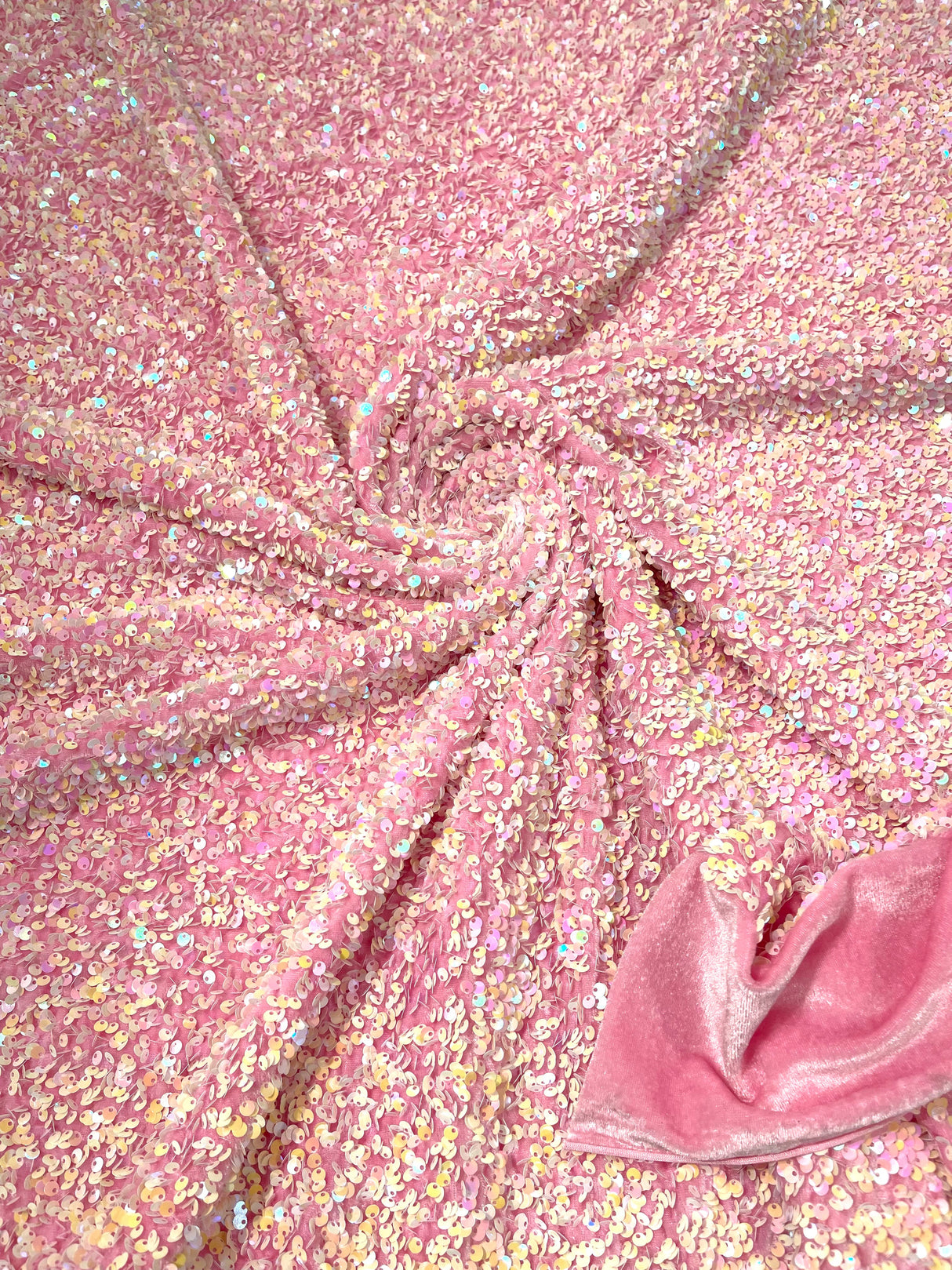 All-Over 5Mm Shiny Sequins Stretch Velvet Fabric - Sequins On Velvet, 54" Width (1 Yard)