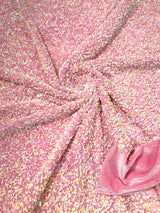 All-Over 5Mm Shiny Sequins Stretch Velvet Fabric - Sequins On Velvet, 54" Width (1 Yard)