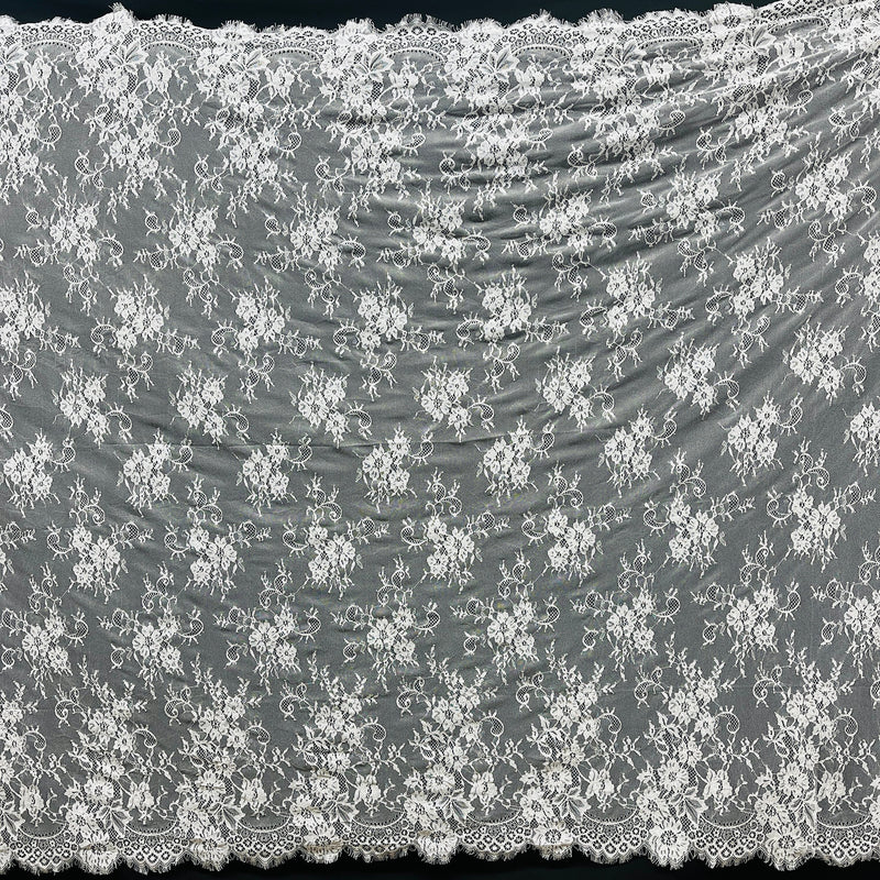 Embroidered Chantilly Lace with Eyelash Scallop