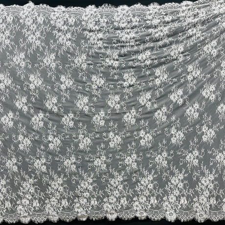 Embroidered Chantilly Lace with Eyelash Scallop
