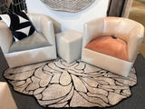 Z322A POL807 Polyester Area Rug - Silver-Toned With Bold Irregular Black Geometric Detailing, Black, 5' 3" X 7' 6" (1 Rug)