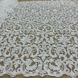 Beaded Lace Fabric Ivory 51" Wide