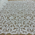 Embroidered Beaded Lace Ivory Mesh