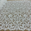 Embroidered Beaded Lace Ivory Mesh