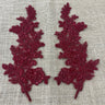 Beaded Corded Floral Lace Applique 100 Percent Polyester Fabric - Embroidered Net Mesh, 12" X 3.5" Each Side (1 Pair)