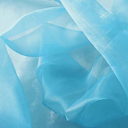 Baby Blue Sparkle Crystal Sheer Organza Fabric - Baby Blue, Sparkle, 60" Wide