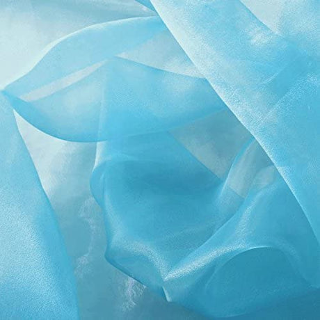 Baby Blue Sparkle Crystal Sheer Organza Fabric - Baby Blue, Sparkle, 60" Wide
