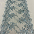 Baby Blue Sequin Lace Fabric With Embroideries On Mesh VT-18 Lace Fabric - Baby Blue, Embroidered Sequin Lace, Mesh (3 Yard)